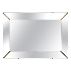 Art Deco Era Großer Nickel Trim Gerahmter Spiegel