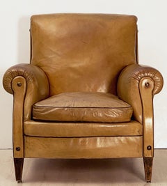 Vintage Dutch Leather Club or Lounge Chair from the Art Deco Era