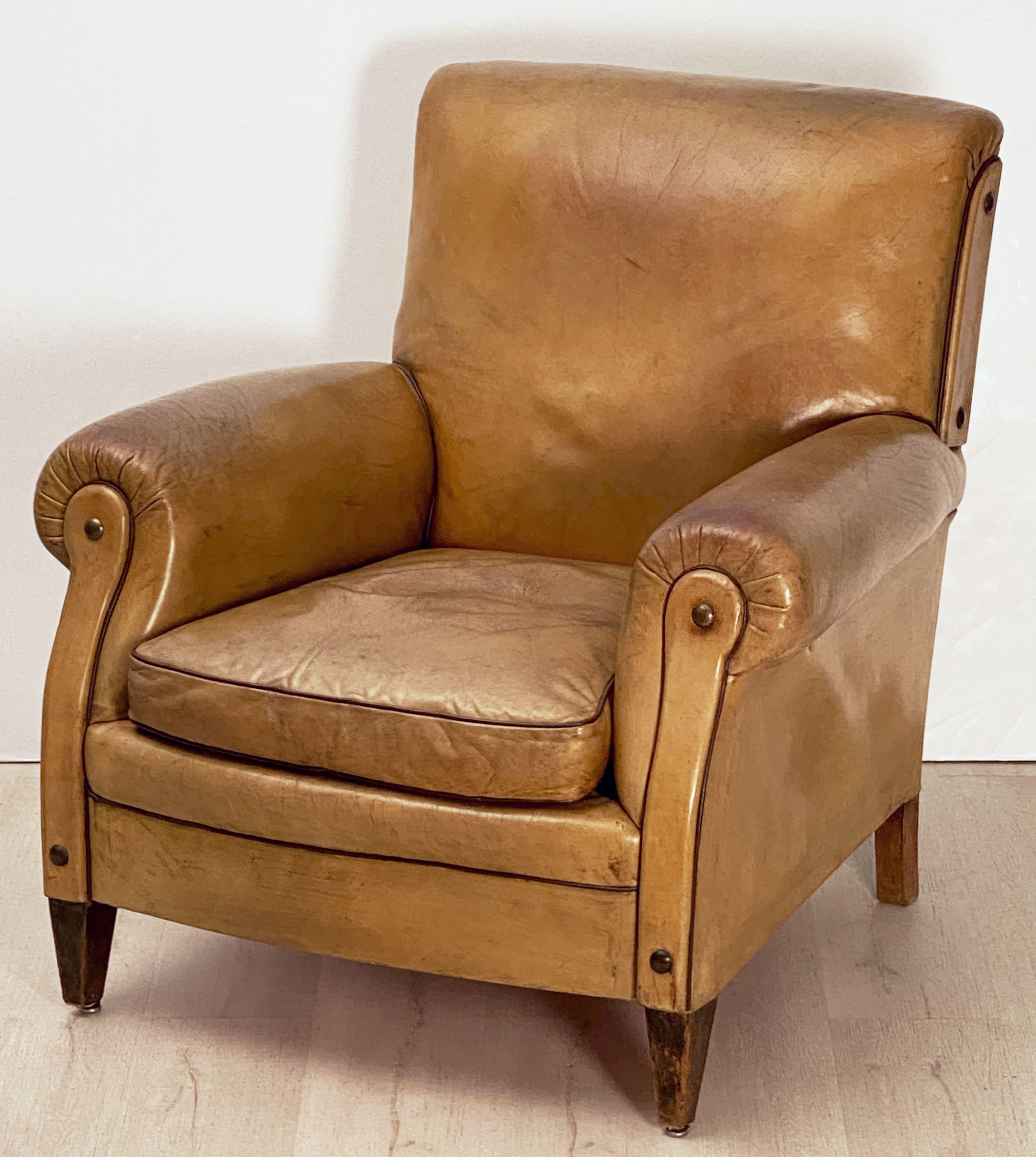 Vintage Dutch Leather Club or Lounge Chair from the Art Deco Era 1