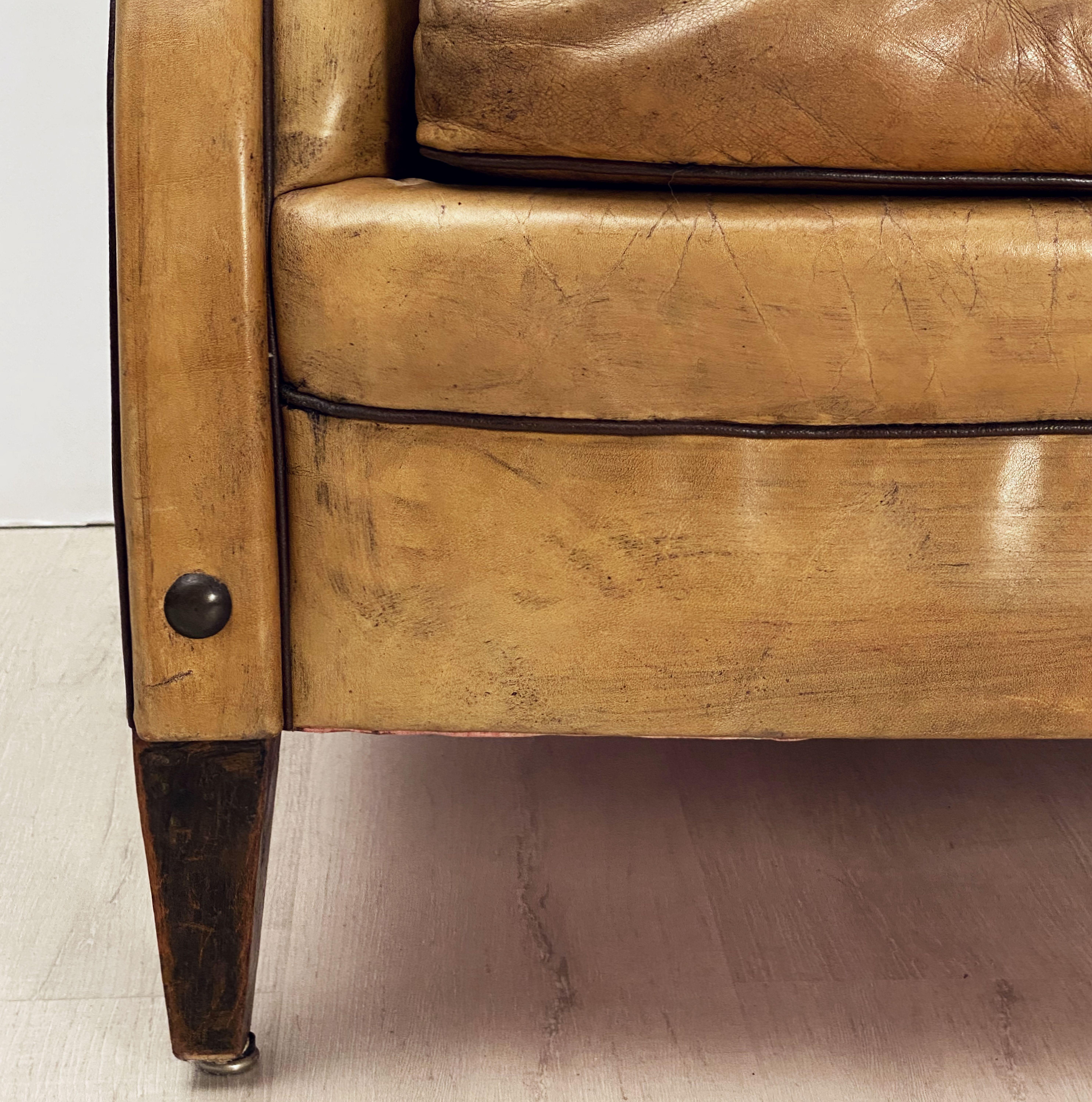 Vintage Dutch Leather Club or Lounge Chair from the Art Deco Era 4