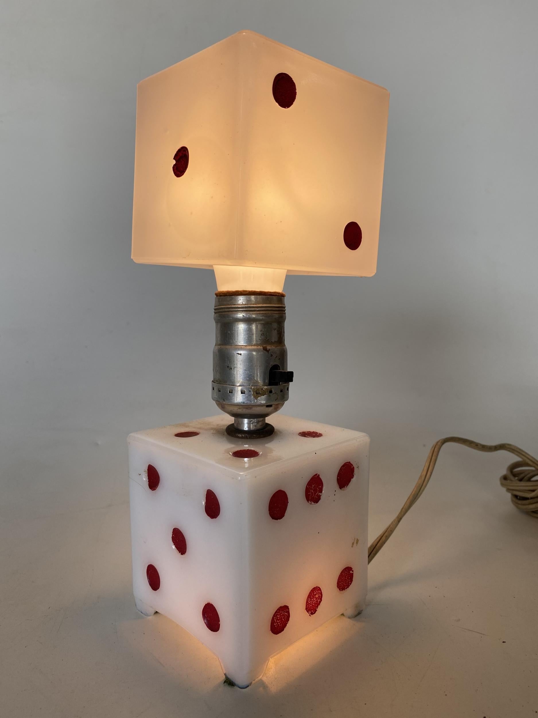 vintage dice lamp