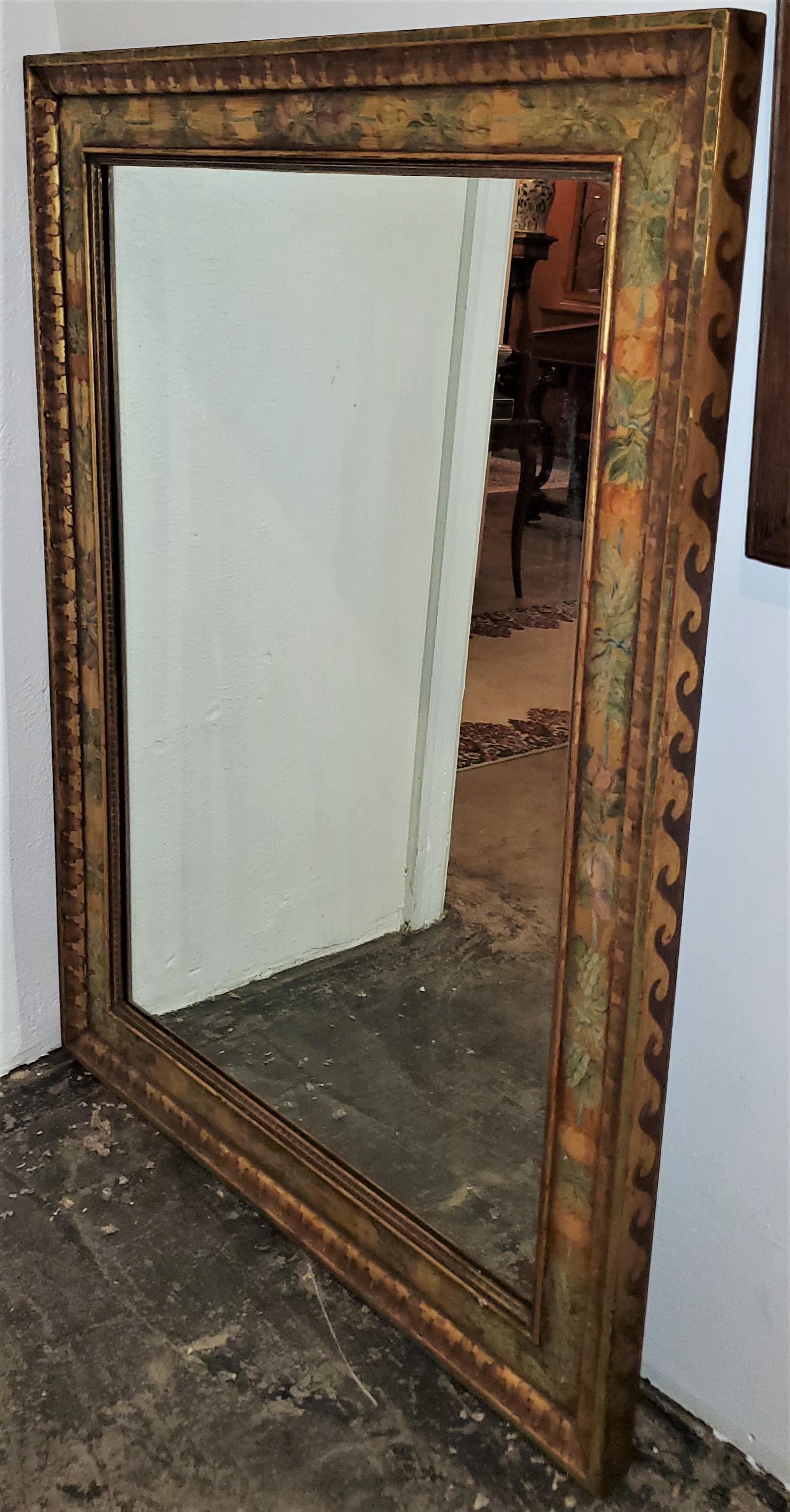 Art Deco Era Nena Claiborne Hand Painted Mirror In Good Condition In Dallas, TX