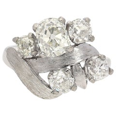 Art Deco Era Old-European Cut White Diamond Cluster Ring