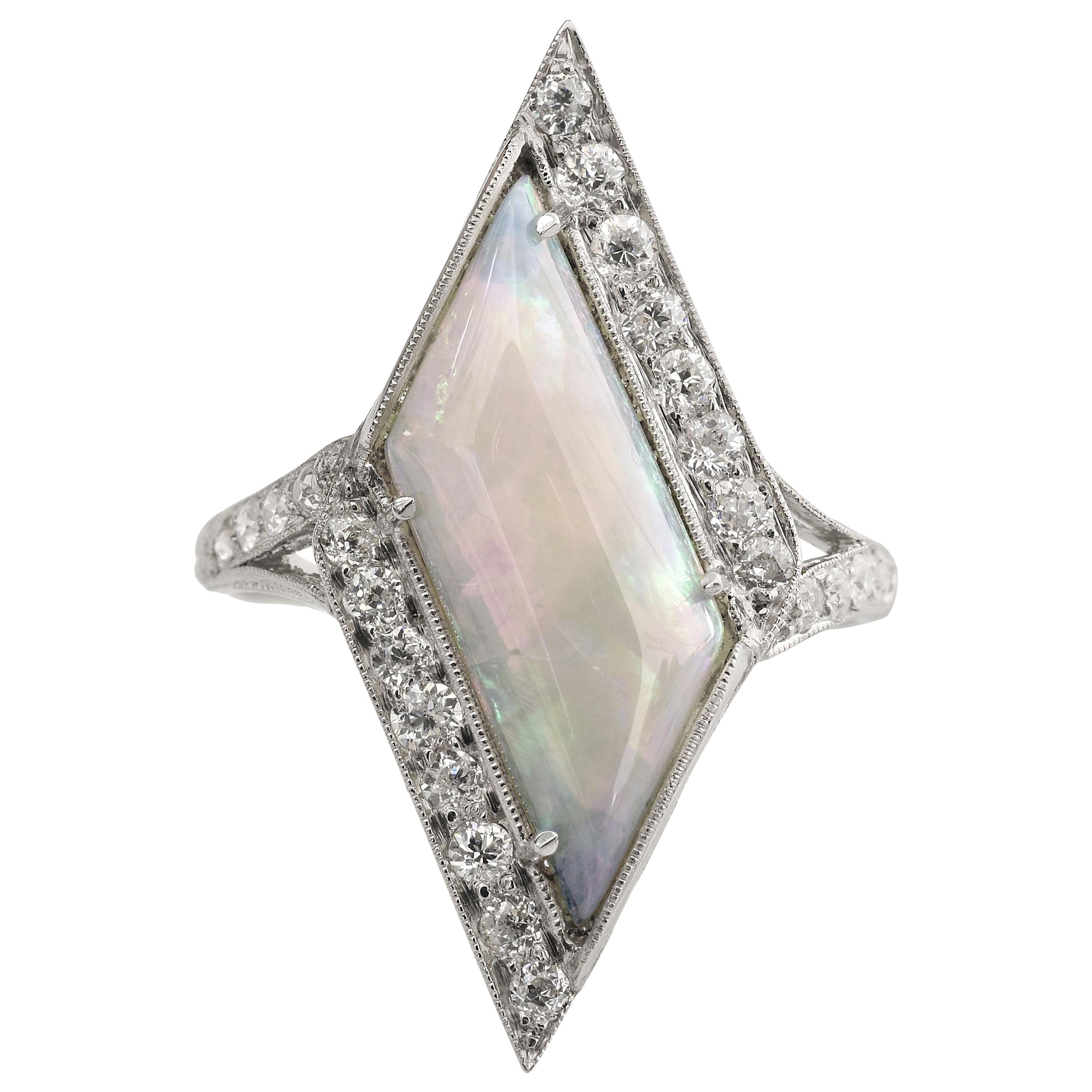 Art Deco Era Opal Diamond Ring