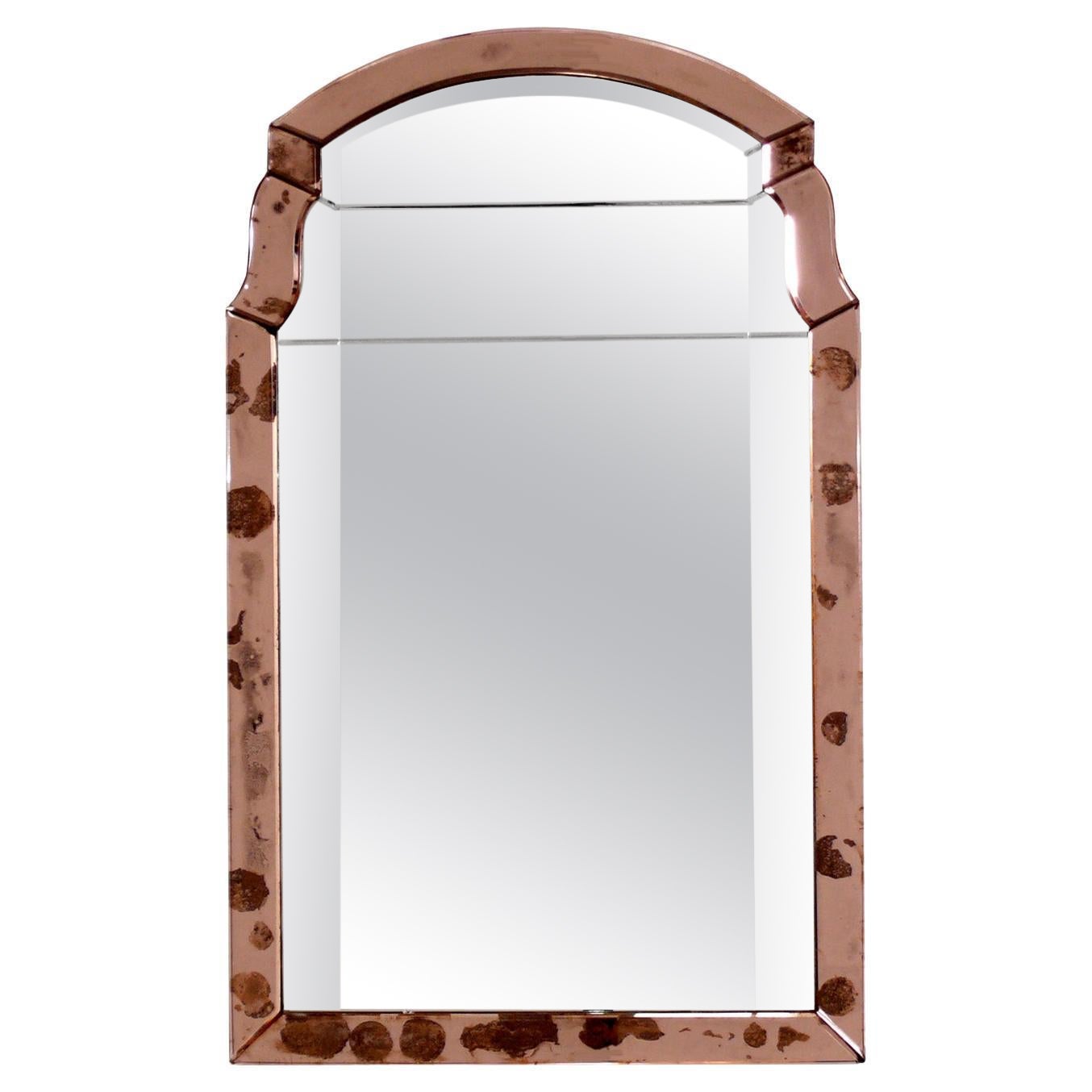 Art Deco Era Pink Mirror circa 1930s 35" x 21"