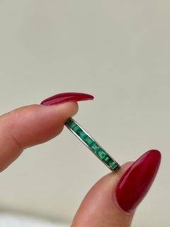 Art Deco Era Platinum and Emerald Full Eternity Band Ring