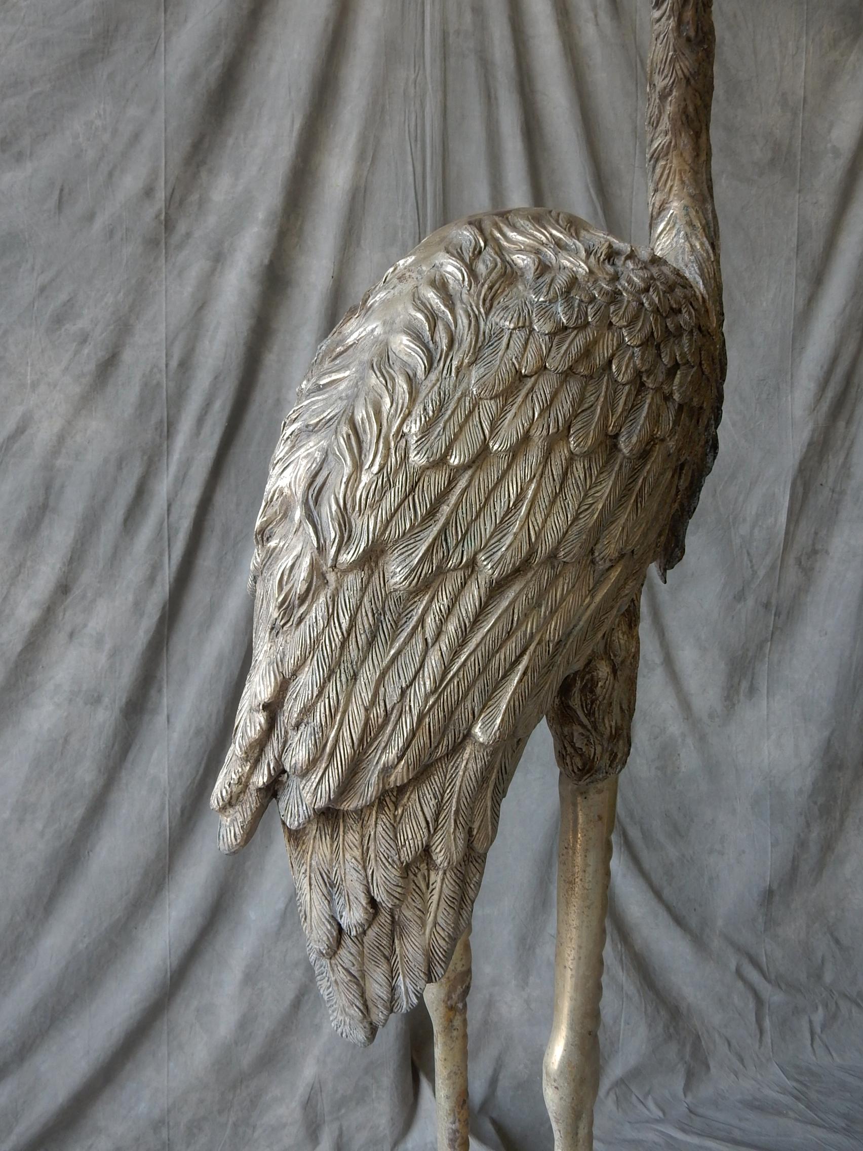Art Deco Ära Garten Platin Goliath Heron Crane Brunnen-Skulpturen 6+ Fuß  (Bronze) im Angebot