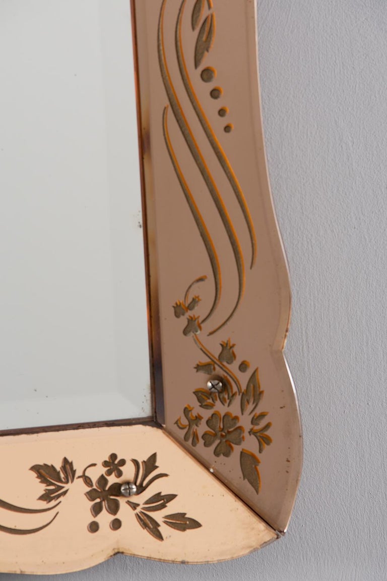 Art Deco Era Rectangular Etched Mirror at 1stDibs