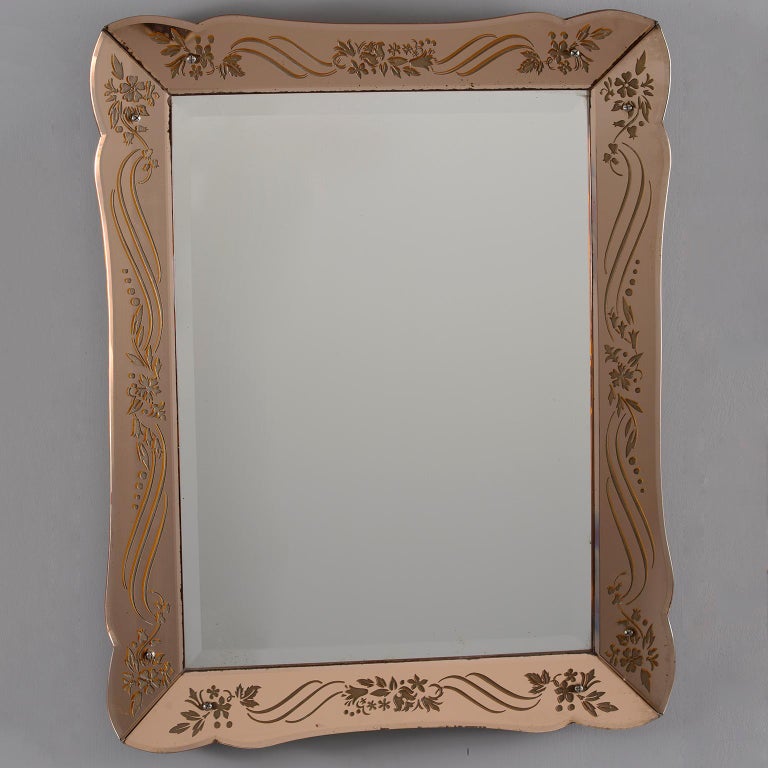 Art Deco Era Rectangular Etched Mirror at 1stDibs