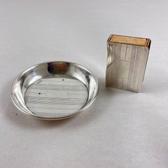 Art Deco Era Sterling Silver Personal Travel Ashtray & Match Holder