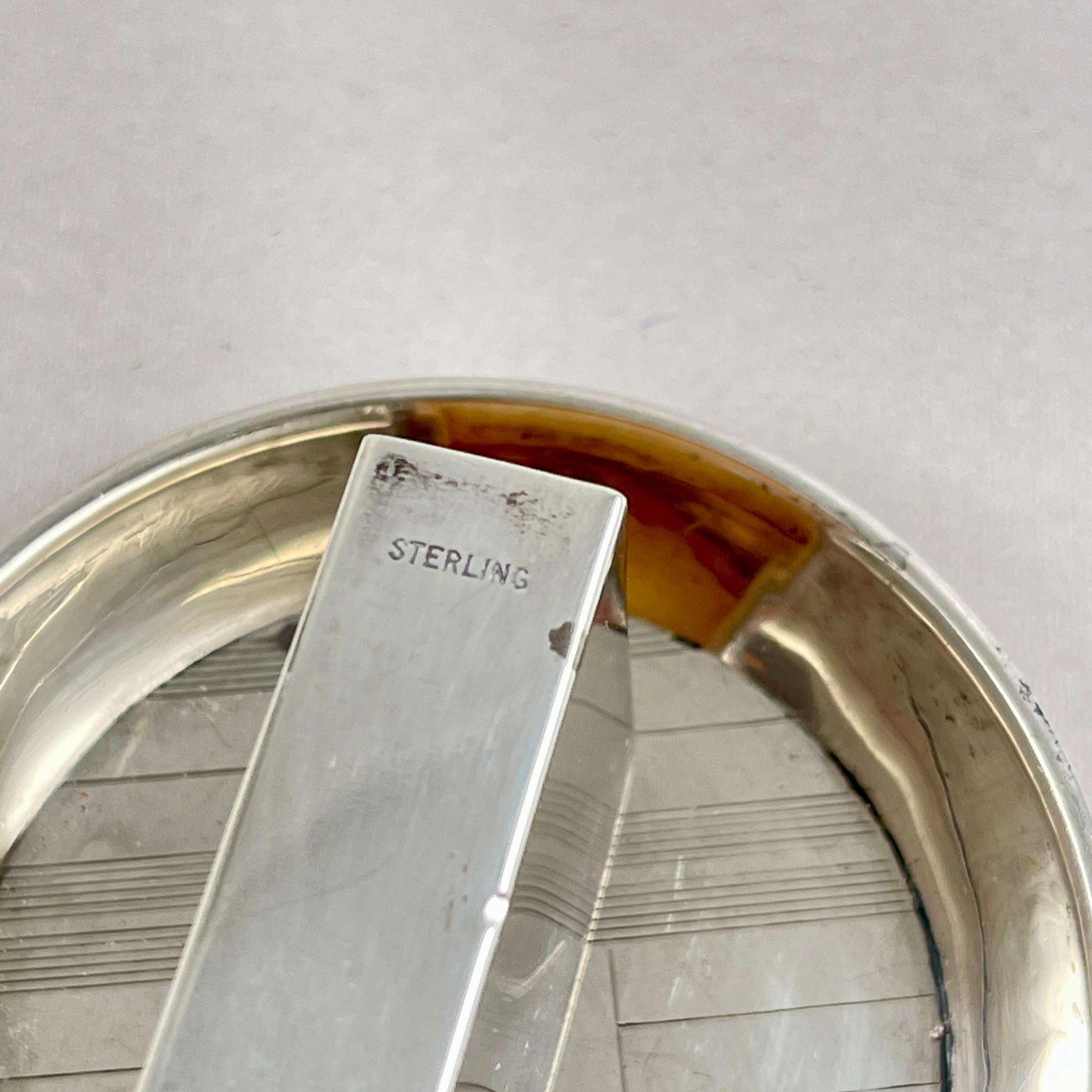 Art Deco Era Sterling Silver Personal Travel Ashtray & Match Holder For Sale 2