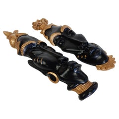 Sculture da parete in gesso nubiano stilizzato di epoca Art Deco Tiki