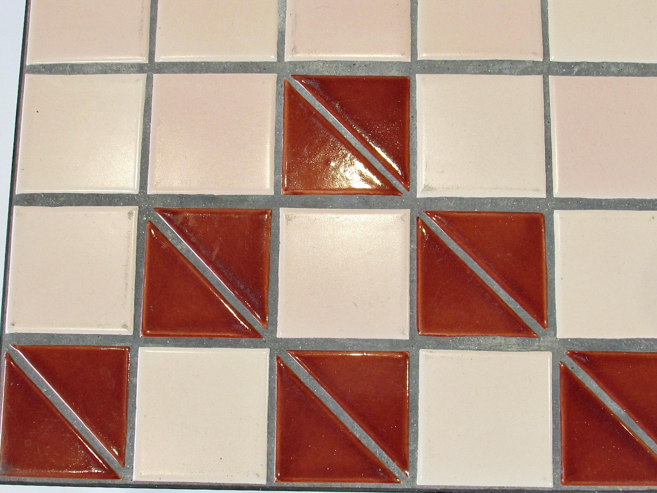 Art Deco era tile top table on riveted wrought iron base For Sale 5