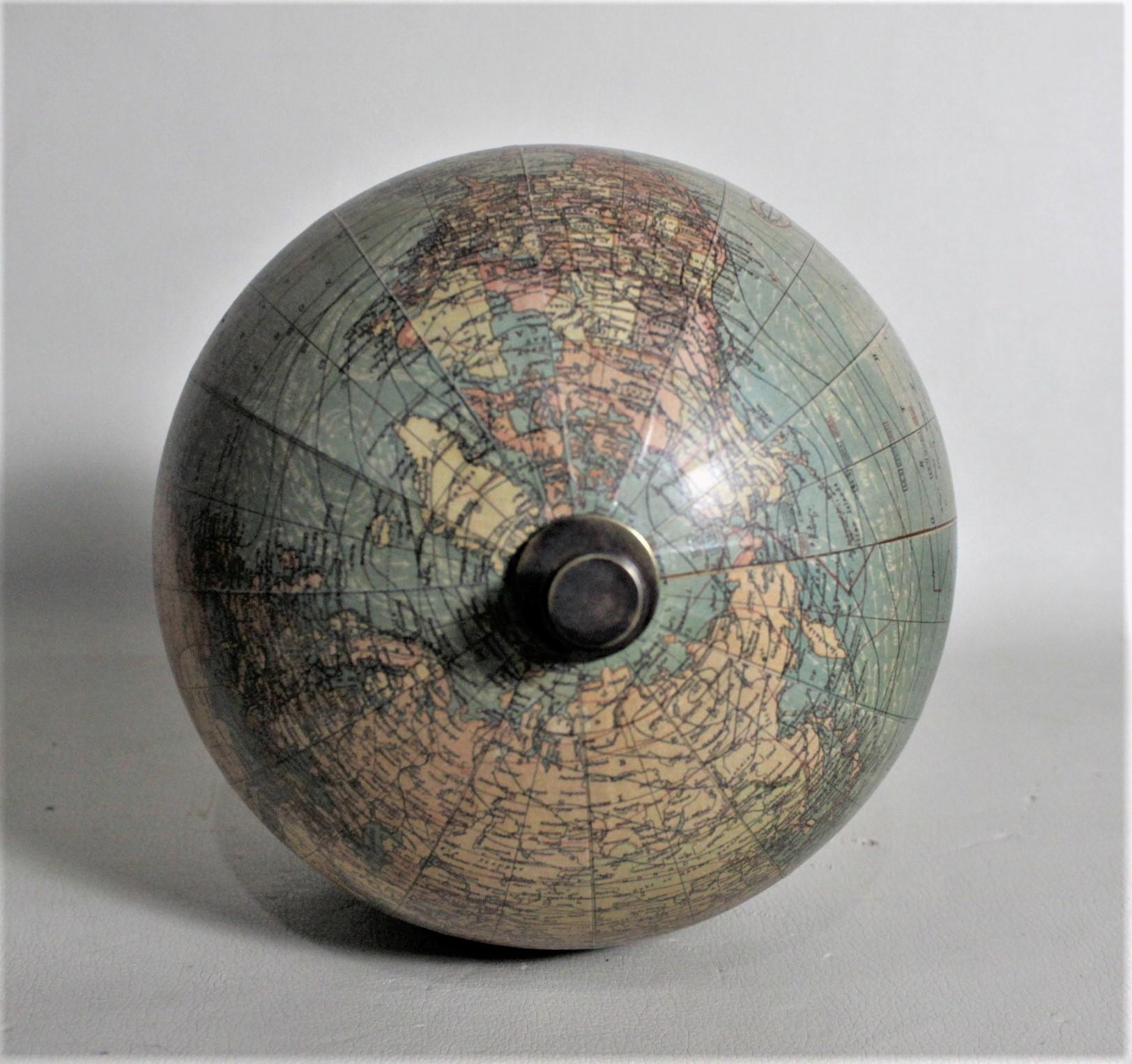 Machine-Made Art Deco Era Weber-Costello 12 Inch Desk World Globe with Turned Wooden Base For Sale