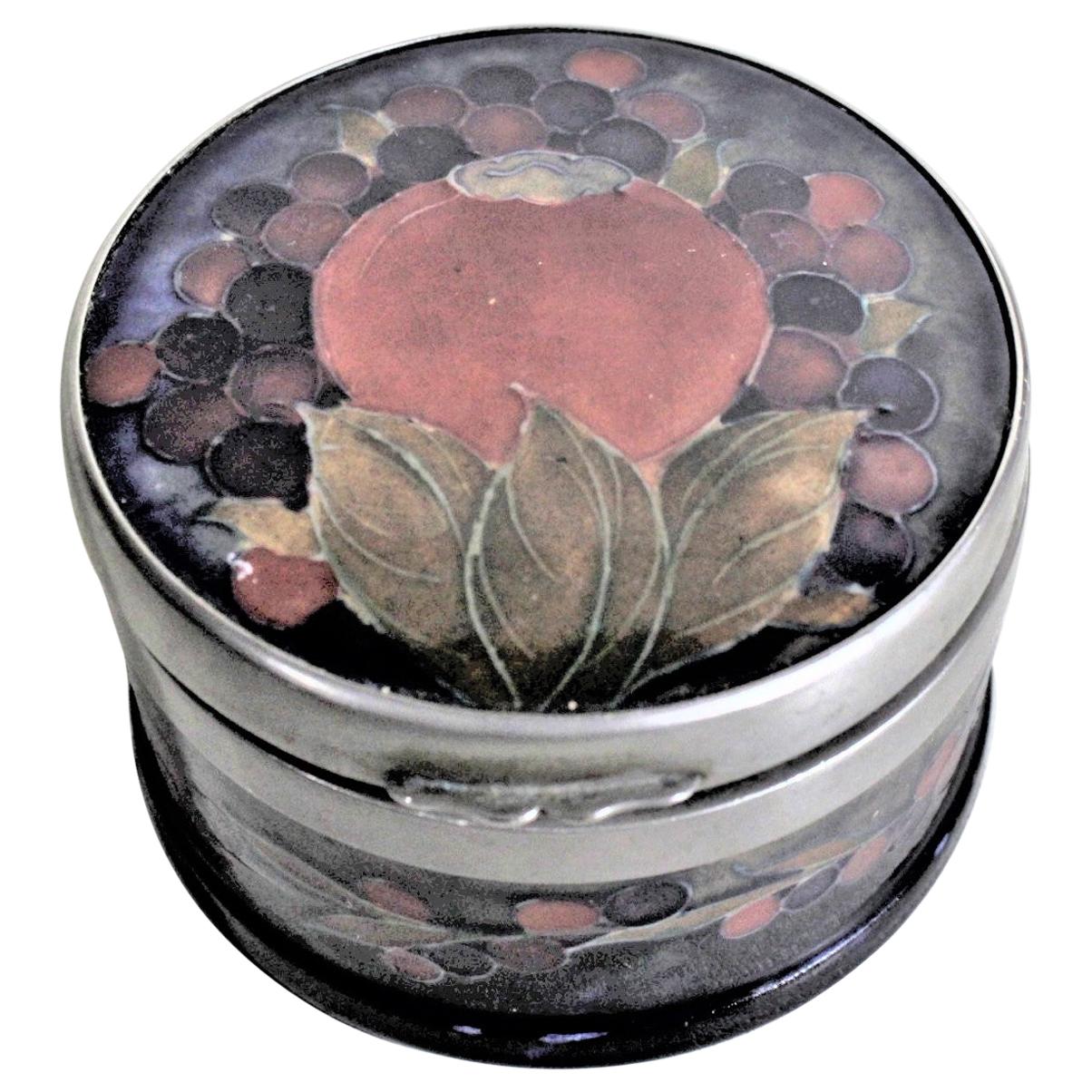 Art Deco Era William Moorcroft Pomegranate Lidded Dresser or Vanity Jar or Box For Sale