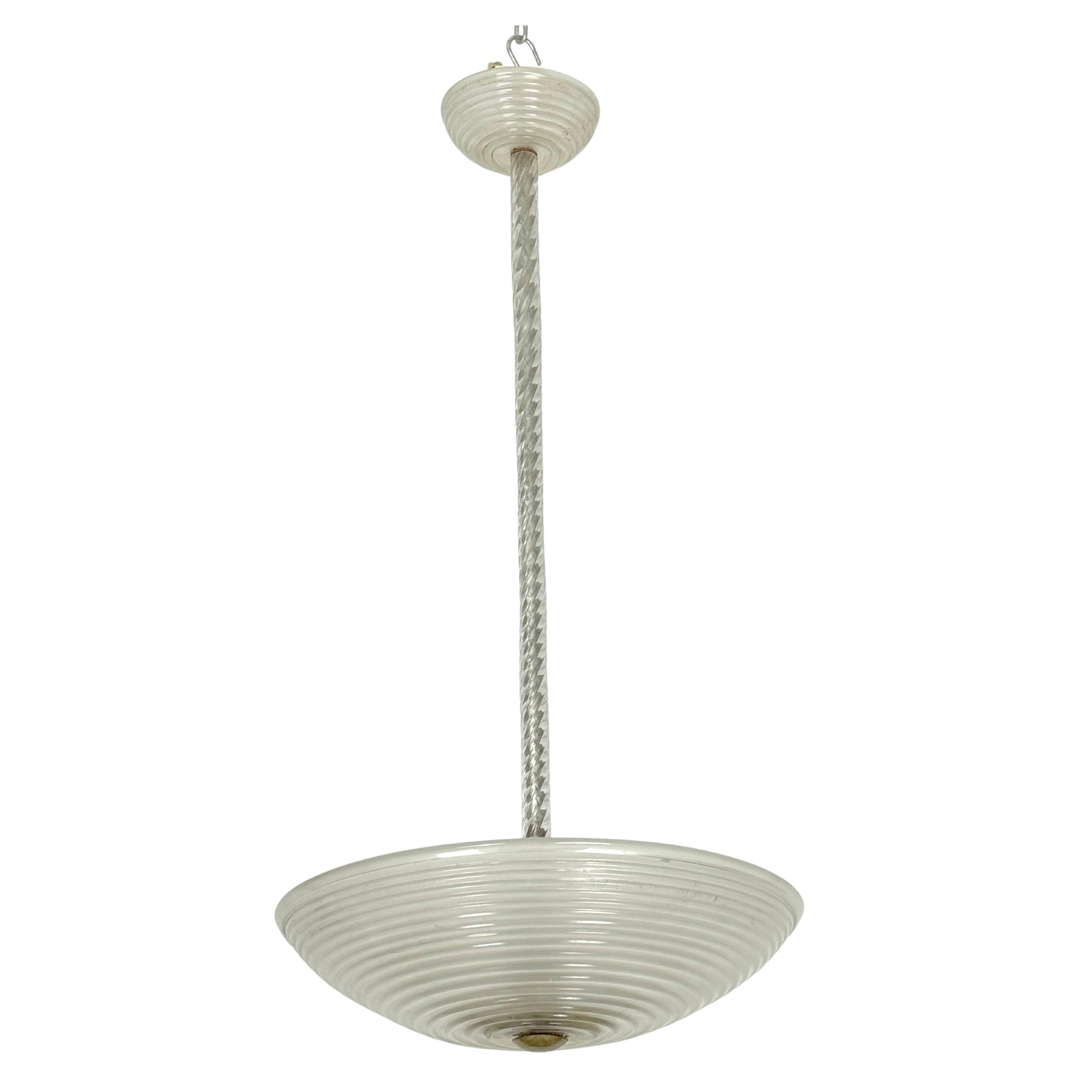 Art Deco, Ercole Barovier Pendelleuchte aus Murano Glas aus den 40er Jahren