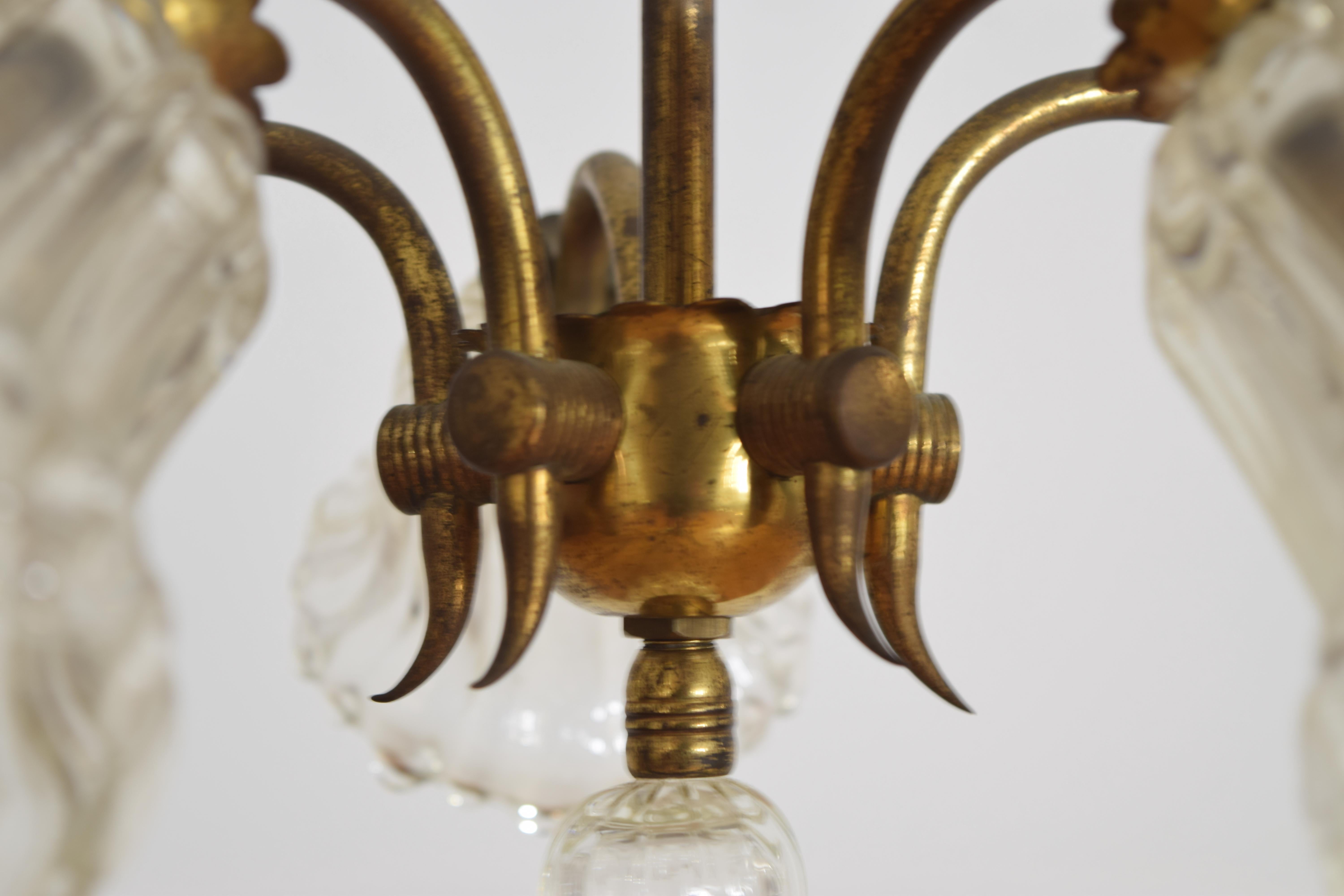 Art déco Ercole Barovier Venini Lustre en verre Murano à 5 lumières en vente 3