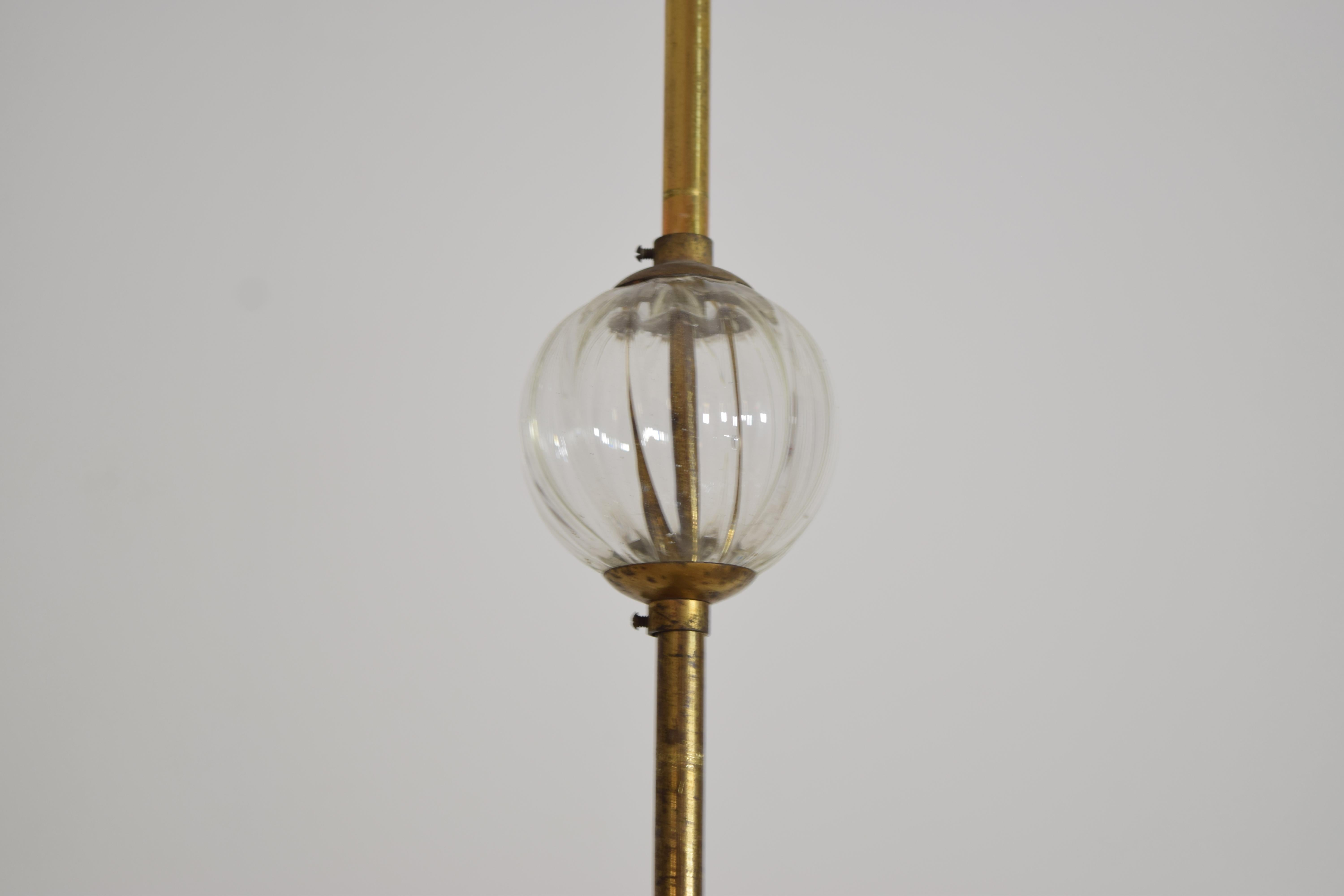 Milieu du XXe siècle Art déco Ercole Barovier Venini Lustre en verre Murano à 5 lumières en vente