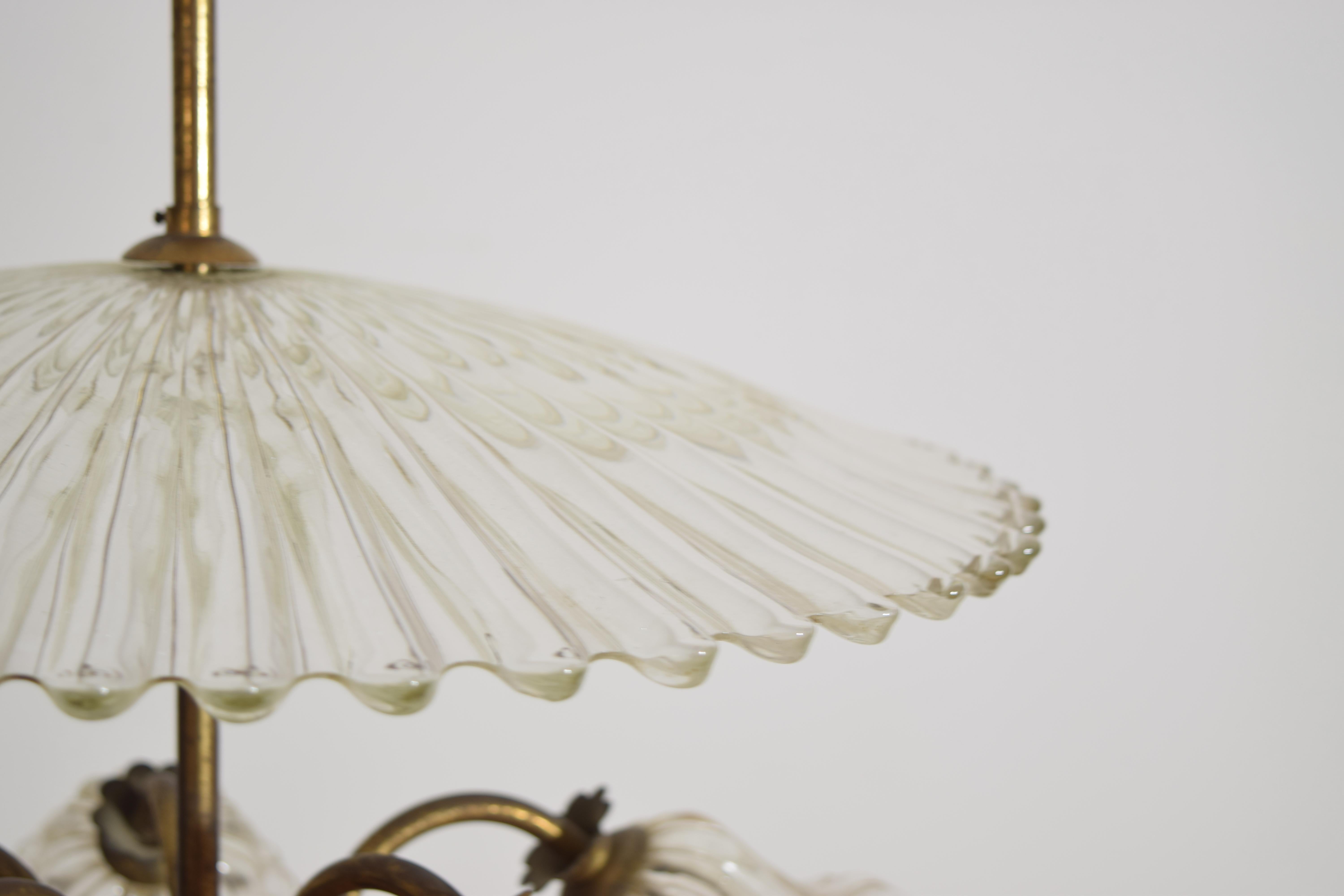 Art déco Ercole Barovier Venini Lustre en verre Murano à 5 lumières en vente 1