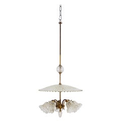Art Deco Ercole Barovier Venini Murano 5 Light Glass Chandelier