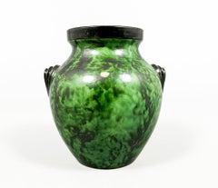 Art Deco - Erik Mornils für Nittsjö Grüne Steingutvase, Schweden, 1930er Jahre