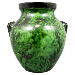 Art Deco - Erik Mornils for Nittsjö Large Green Stoneware Vase, Sweden, 1930s