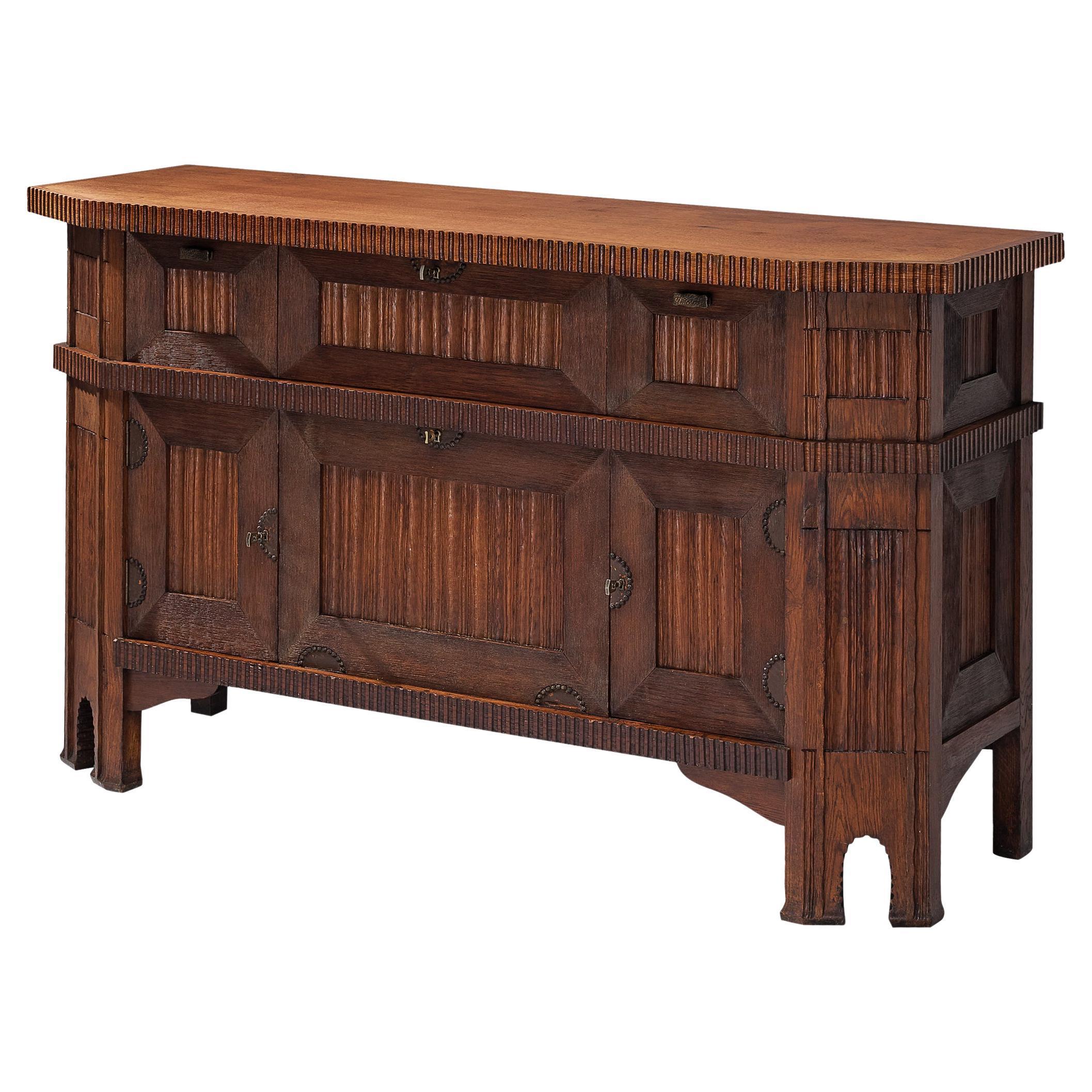 Art Deco Ernesto Valabrega Sideboard in Oak For Sale at 1stDibs
