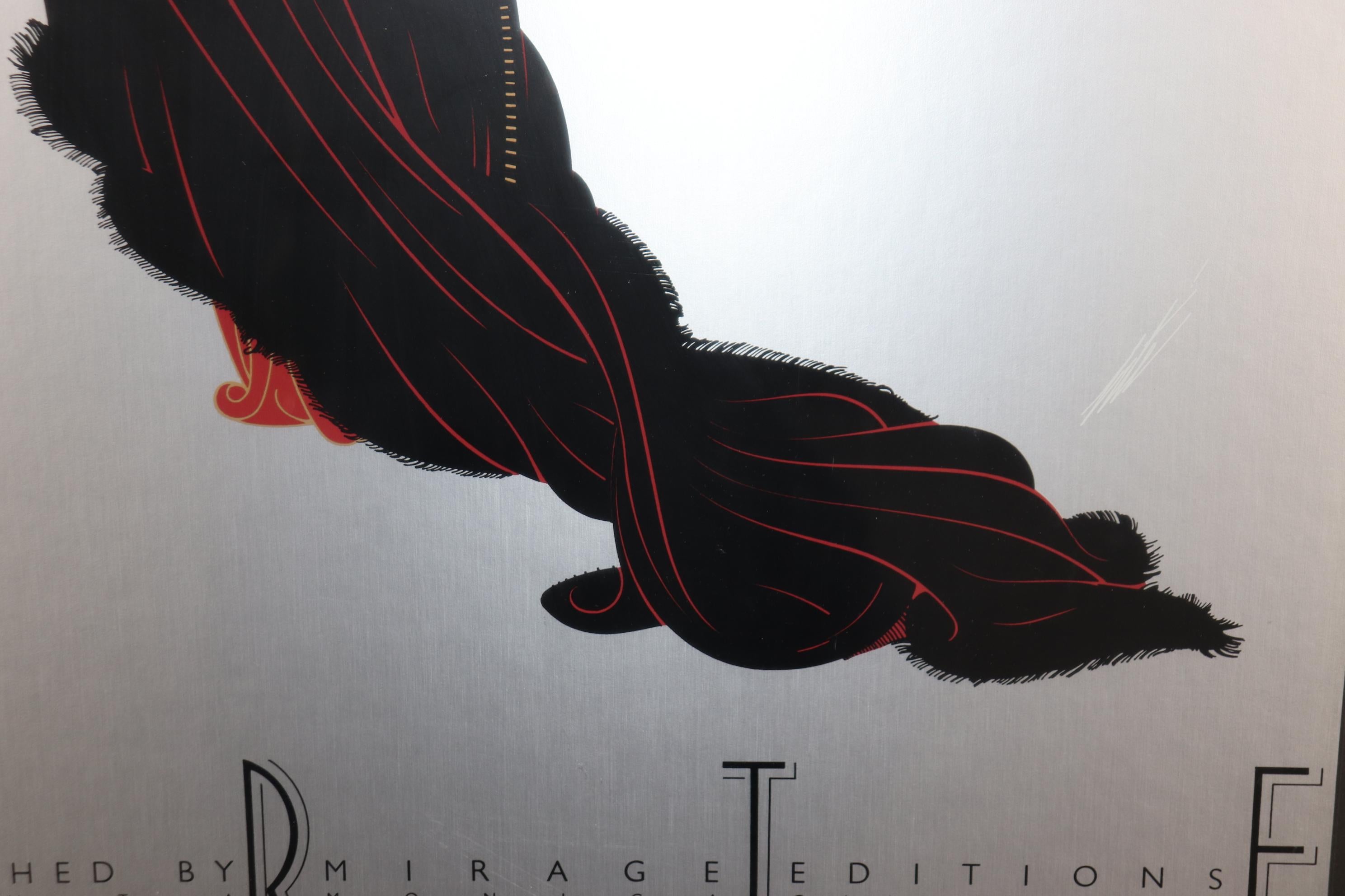 20th Century Art Deco Erté Framed Signed Serigraph of a Women Dressed as Dracula  For Sale