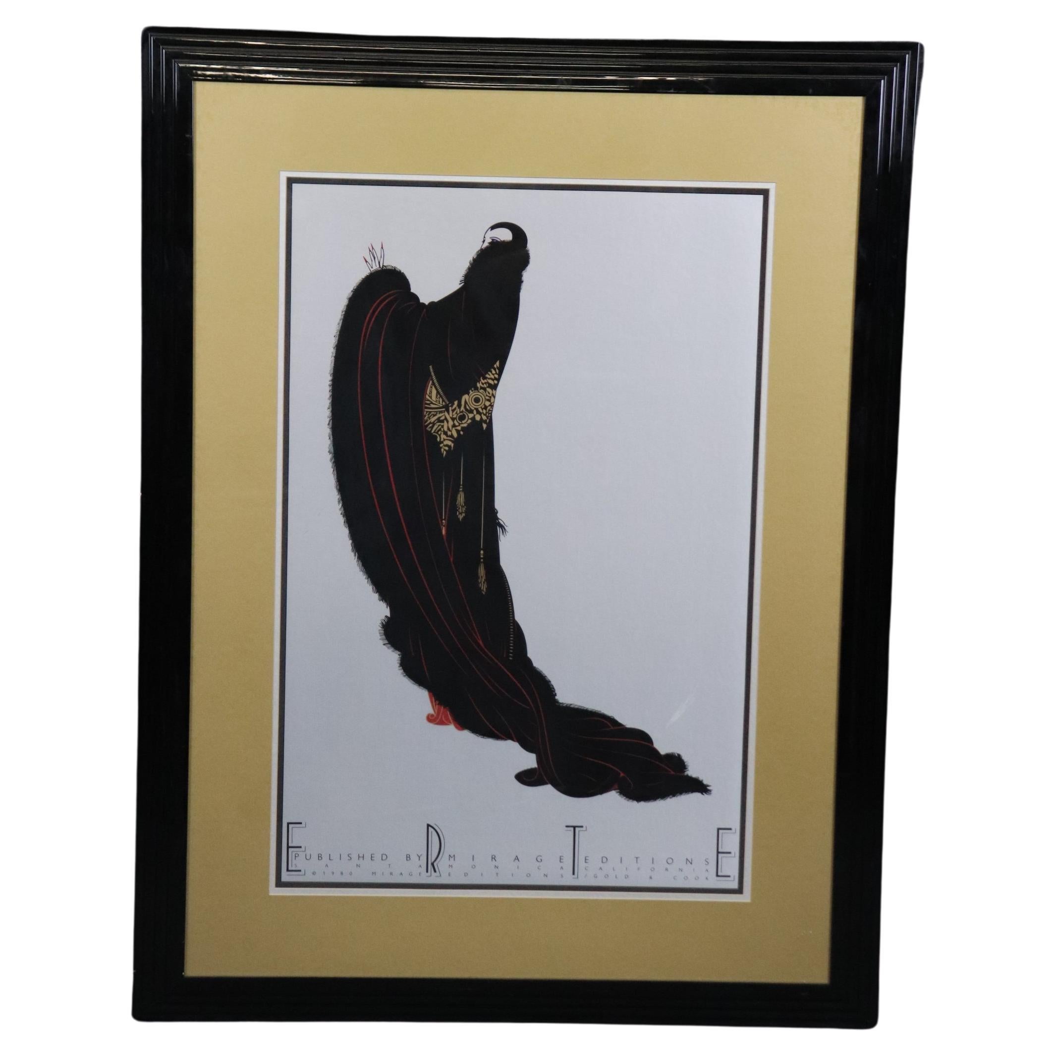 Art Deco Erté Framed Signed Serigraph of a Women Dressed as Dracula 