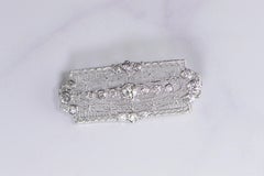 Art Deco European Cut Diamond Filigree Brooch