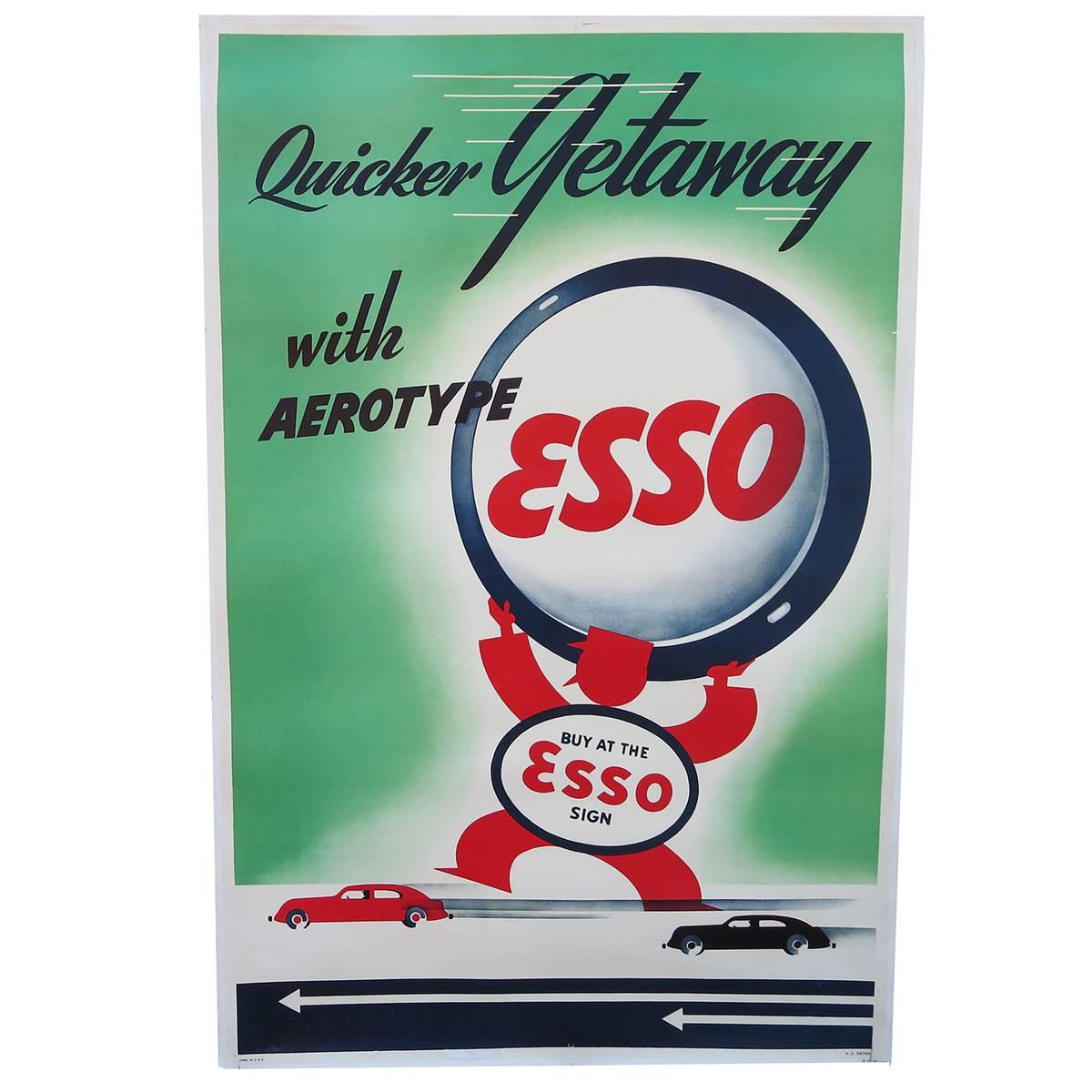 Art Deco Esso Gasoline 1930s Advertising Poster