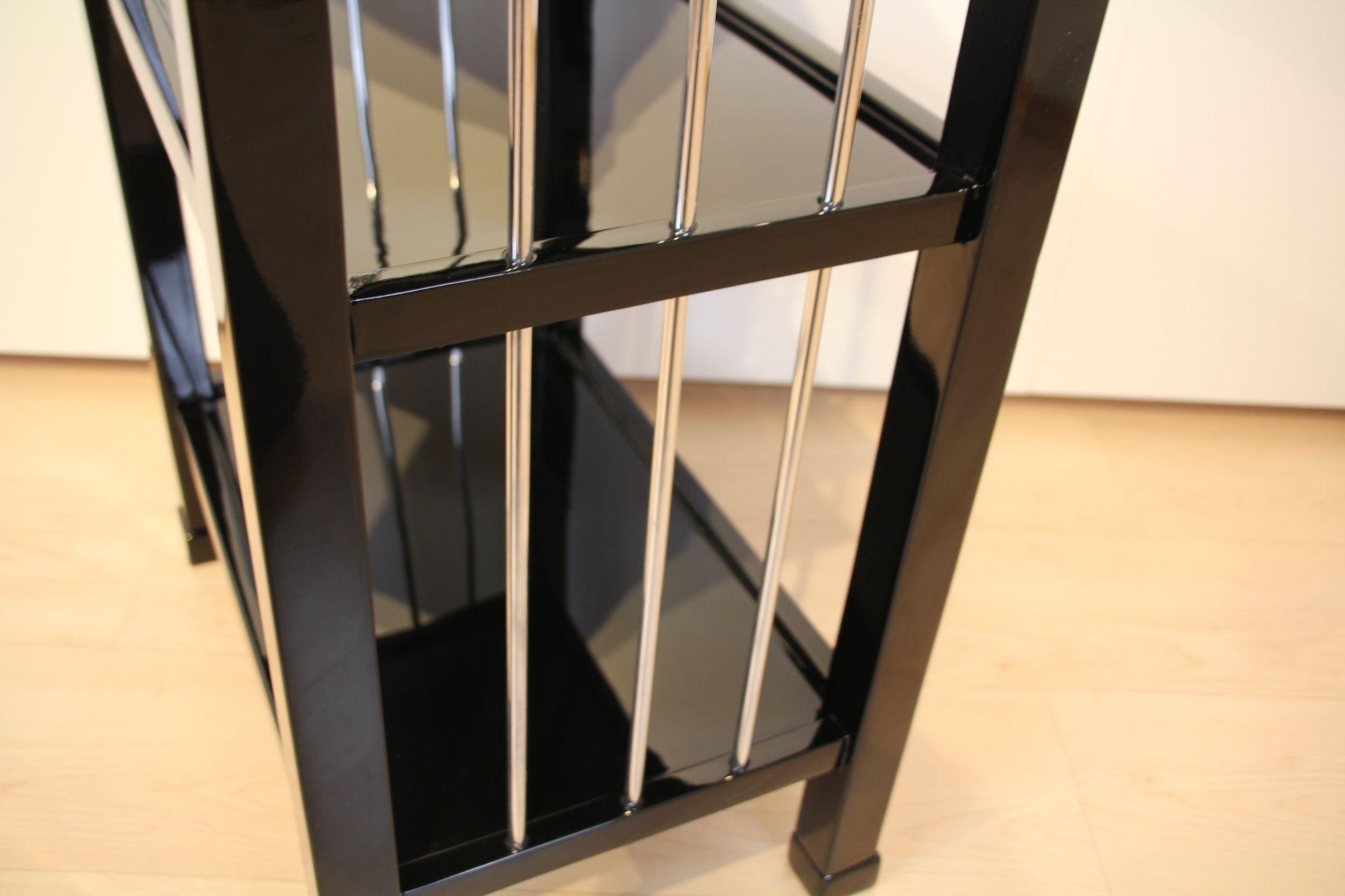 Art Deco Etagere or Shelf, Black Lacquer and Metal, France, circa 1930 3