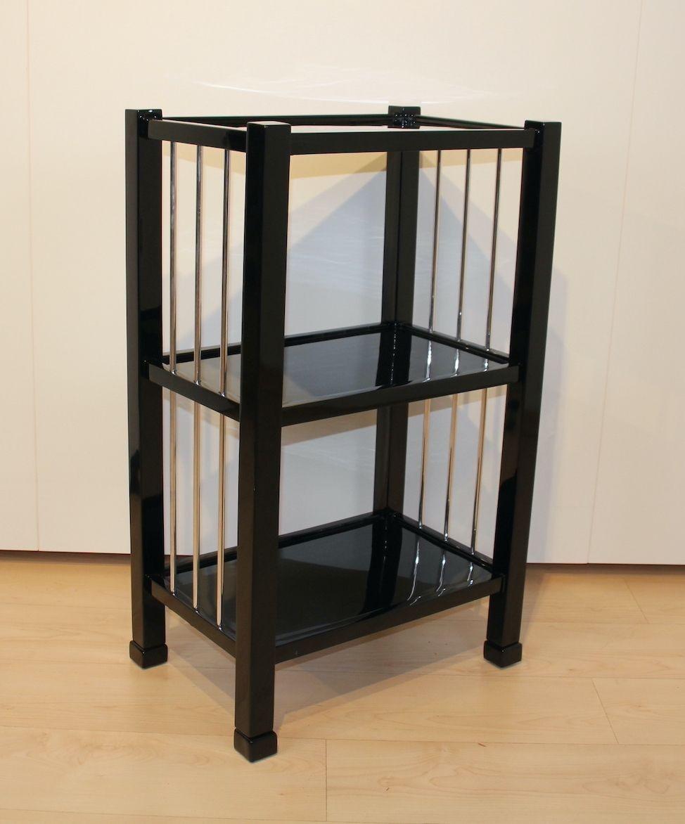 Art Deco Etagere or Shelf, Black Lacquer and Metal, France, circa 1930 In Good Condition In Regensburg, DE