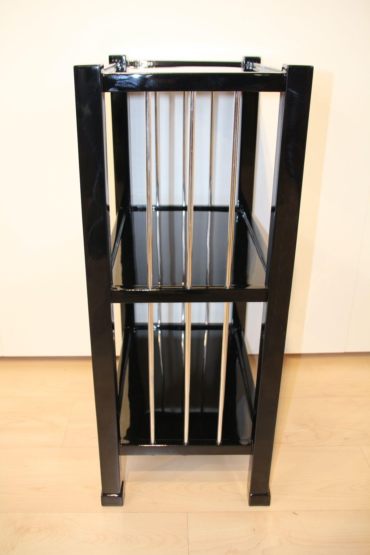 Art Deco Etagere or Shelf, Black Lacquer and Metal, France, circa 1930 2
