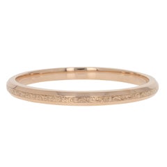 Art Deco Etched Bangle Bracelet 9 Karat Rose Gold Vintage Botanical Design