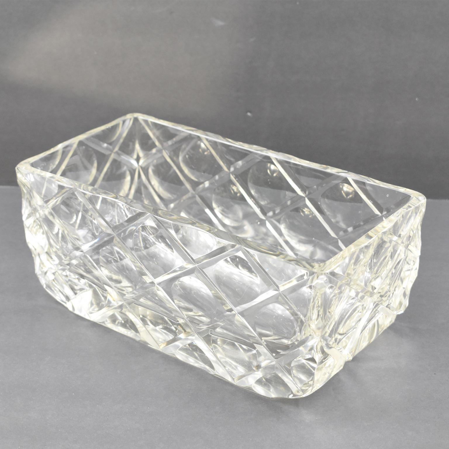 Art Deco Etched Crystal Centerpiece Decorative Bowl, France 1930s For Sale 5