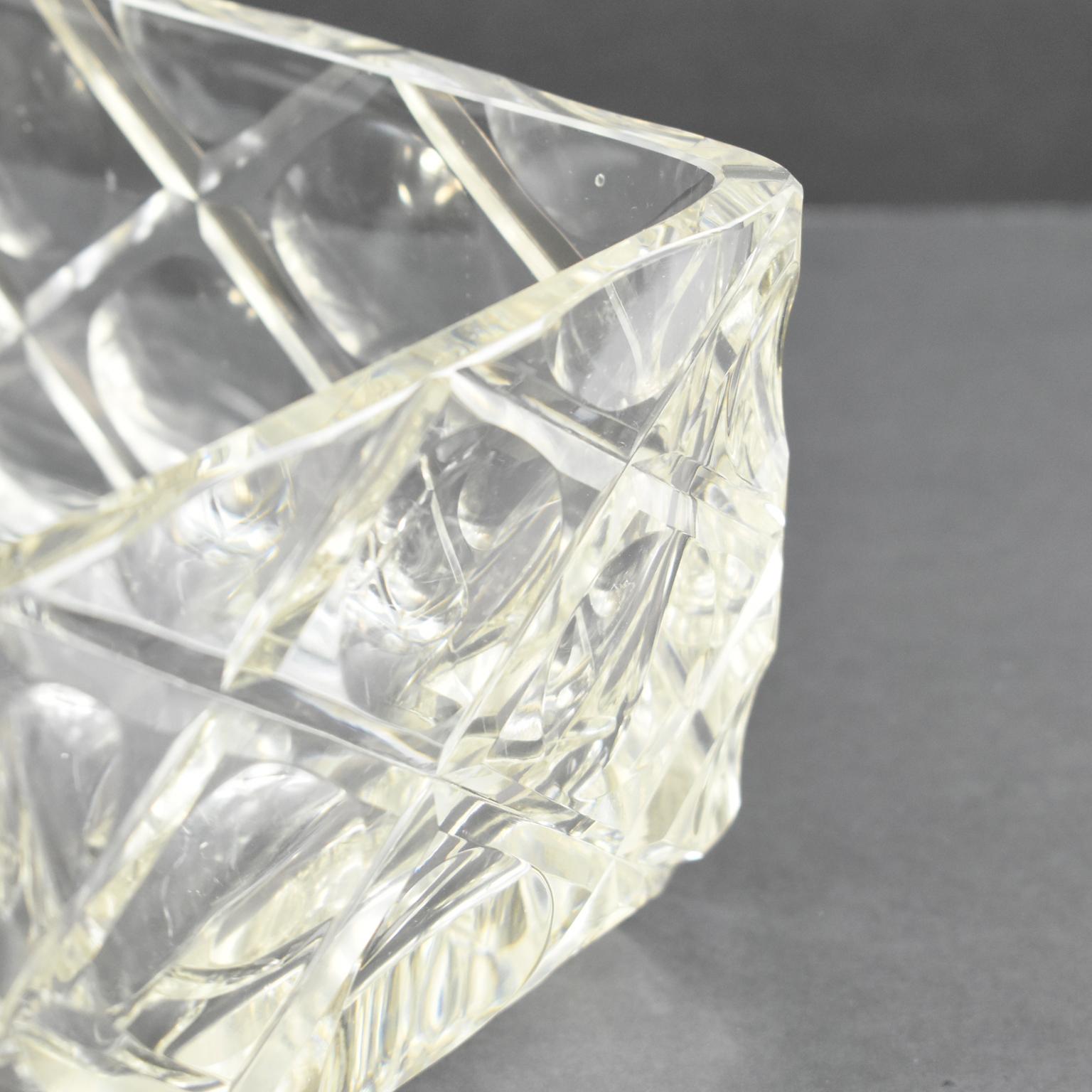 Art Deco Etched Crystal Centerpiece Decorative Bowl, France 1930s For Sale 3