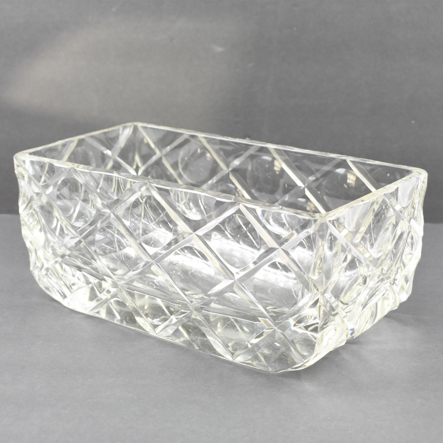 Art Deco Etched Crystal Centerpiece Decorative Bowl, France 1930s For Sale 4