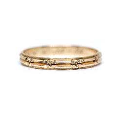 Art Deco Etched Design Men's 14 Karat Yellow Gold Mans Vintage Engraved Band