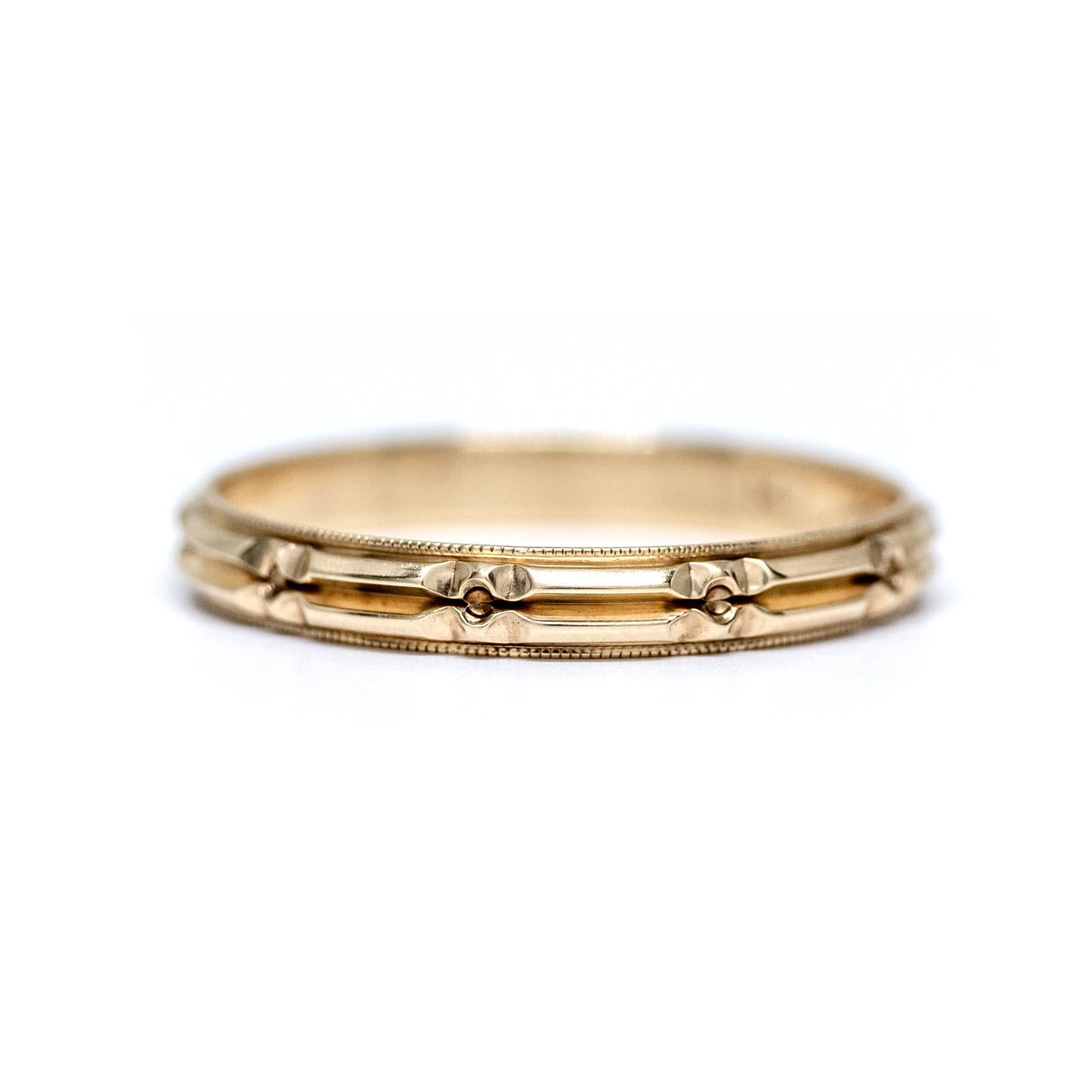 art deco mens wedding band