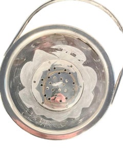 Art Deco Etched Glass and Silver Plate Ice Bucket W/ a Polar Bear on an Iceberg