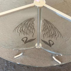 Art Deco Etched Glass Coffee Occasional Table Engraved with Swans