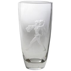 Art Deco Etched Glass Vase