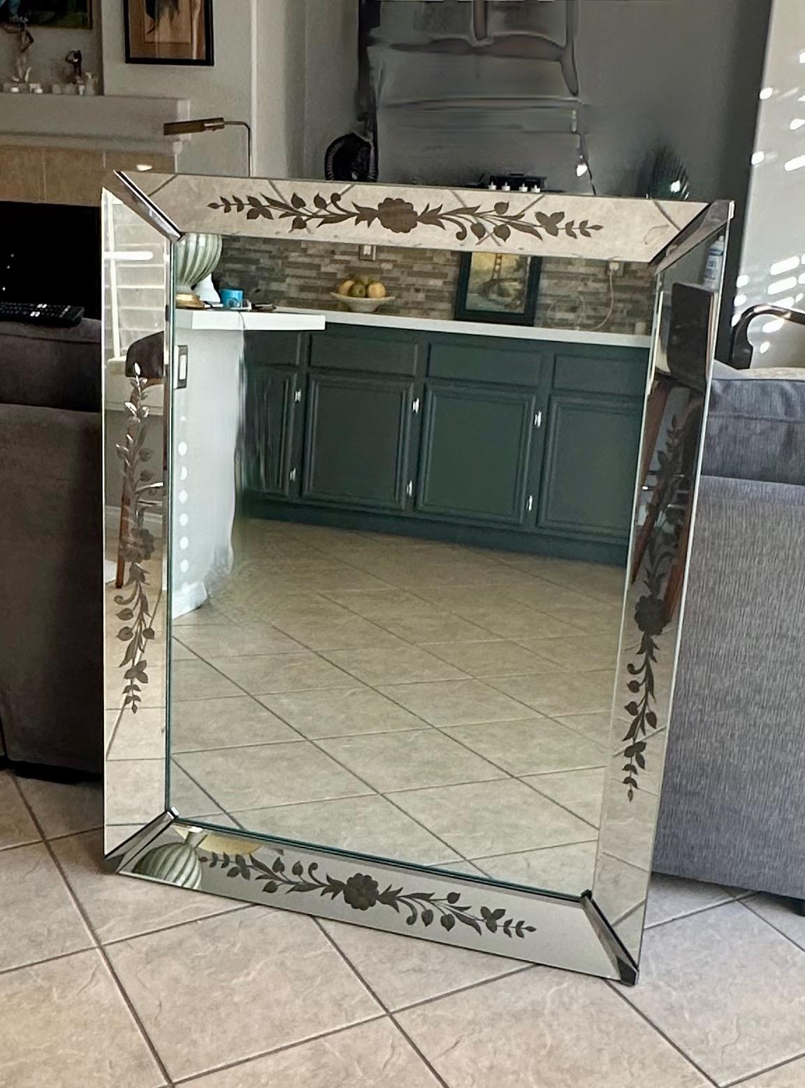 Art Deco Etched Shadow Box Wall Mirror For Sale 5