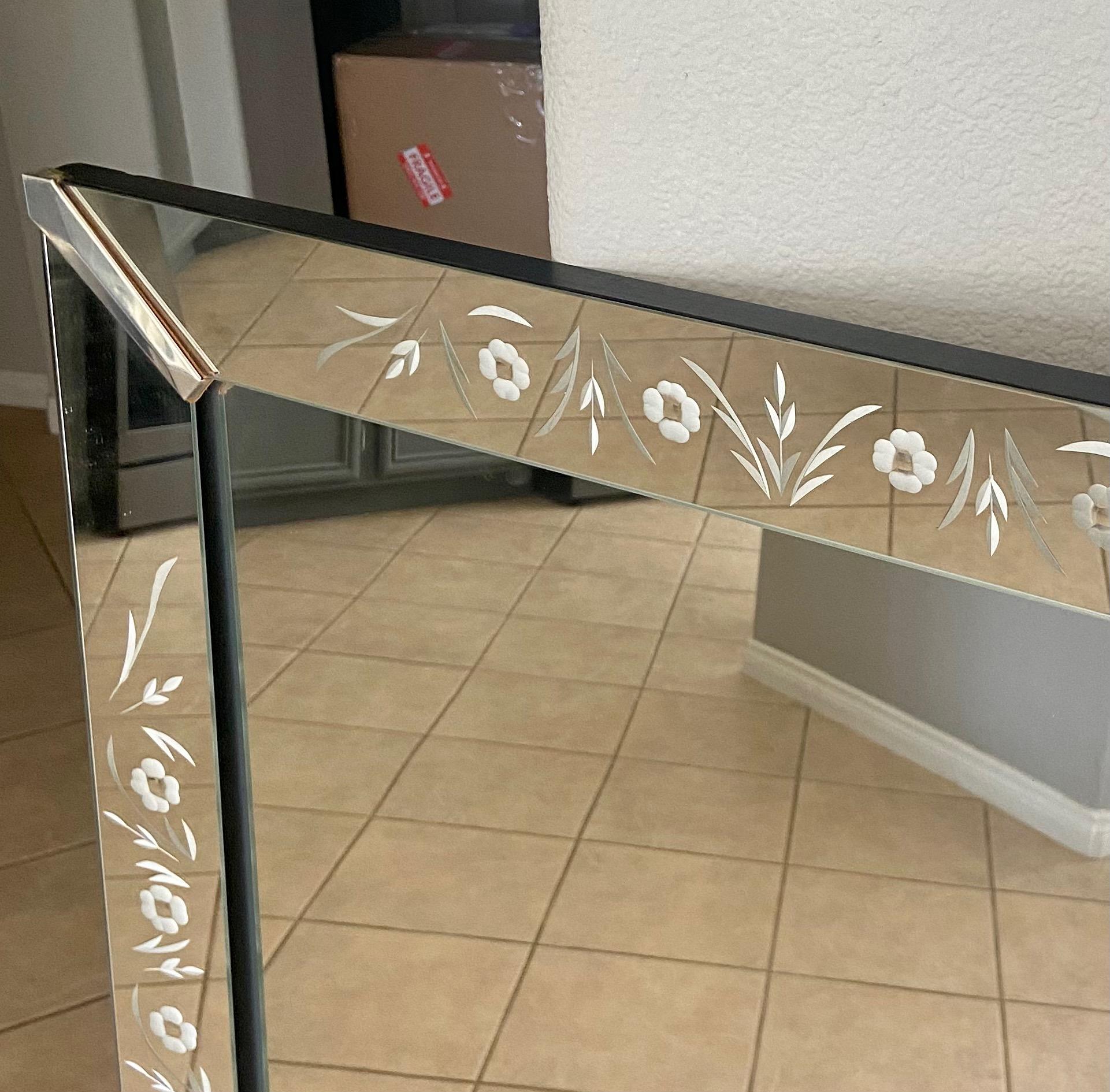 Art Deco Etched Shadow Box Wall Mirror 4
