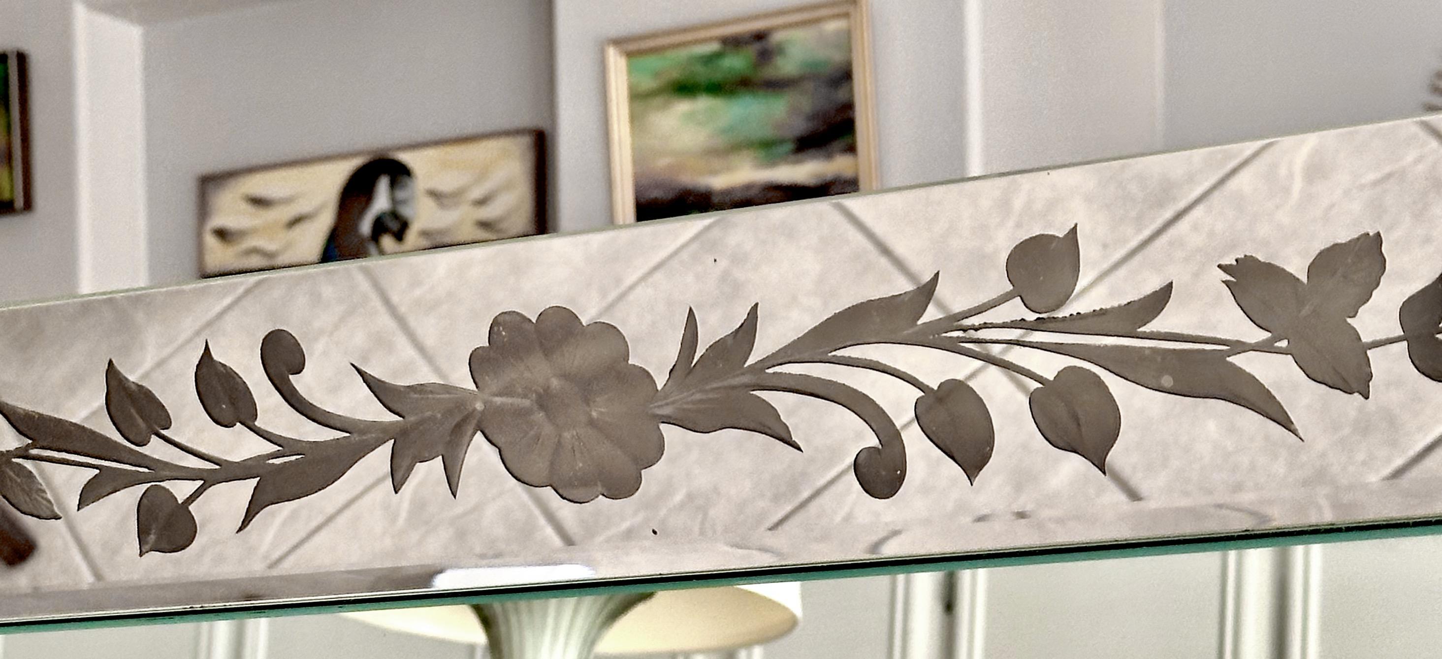 Art Deco Etched Shadow Box Wall Mirror For Sale 7