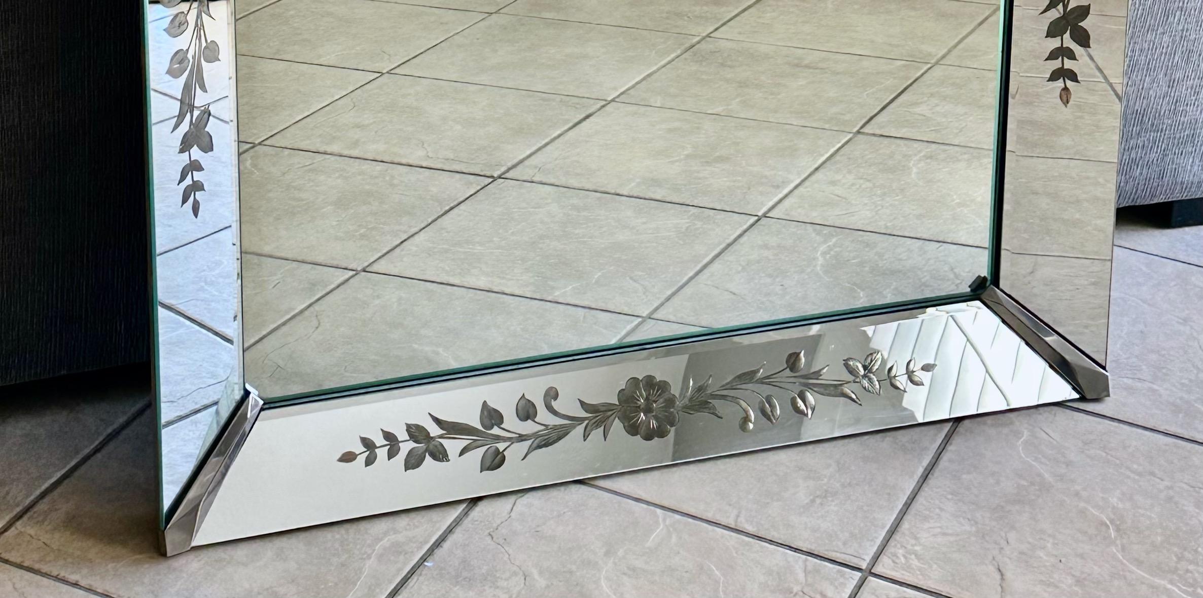 Art Deco Etched Shadow Box Wall Mirror For Sale 8