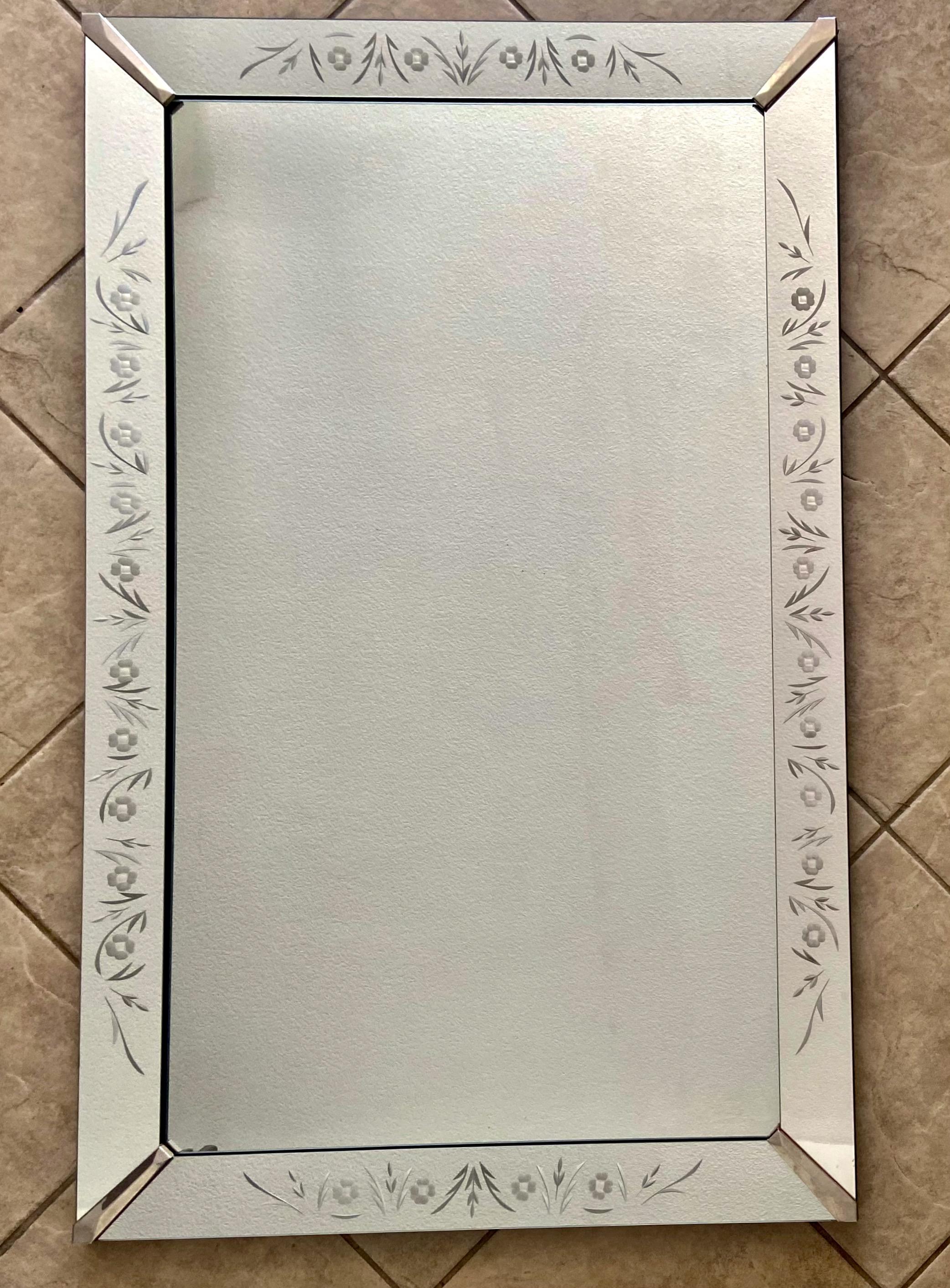 Art Deco Etched Shadow Box Wall Mirror 7