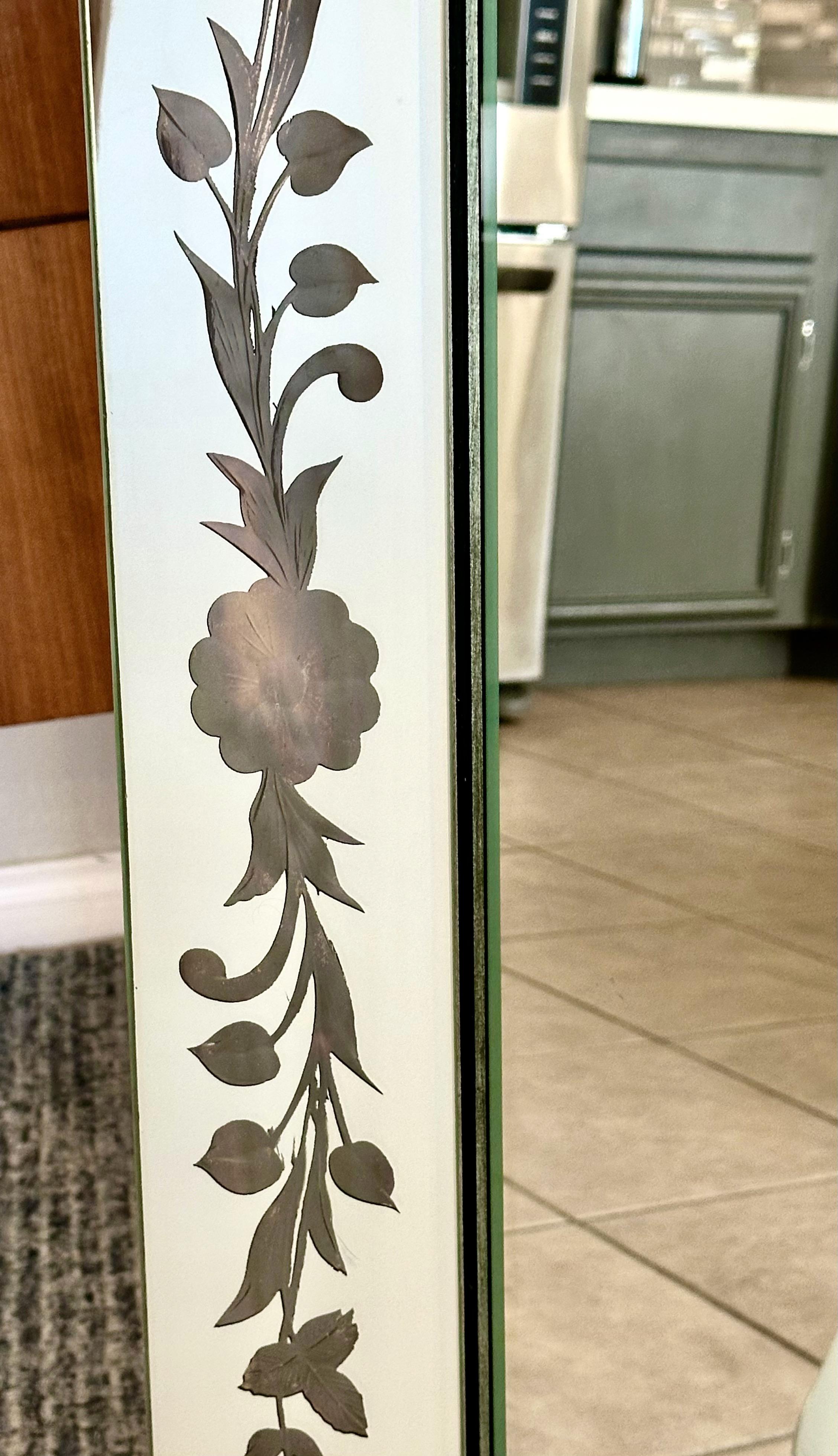 Art Deco Etched Shadow Box Wall Mirror For Sale 11