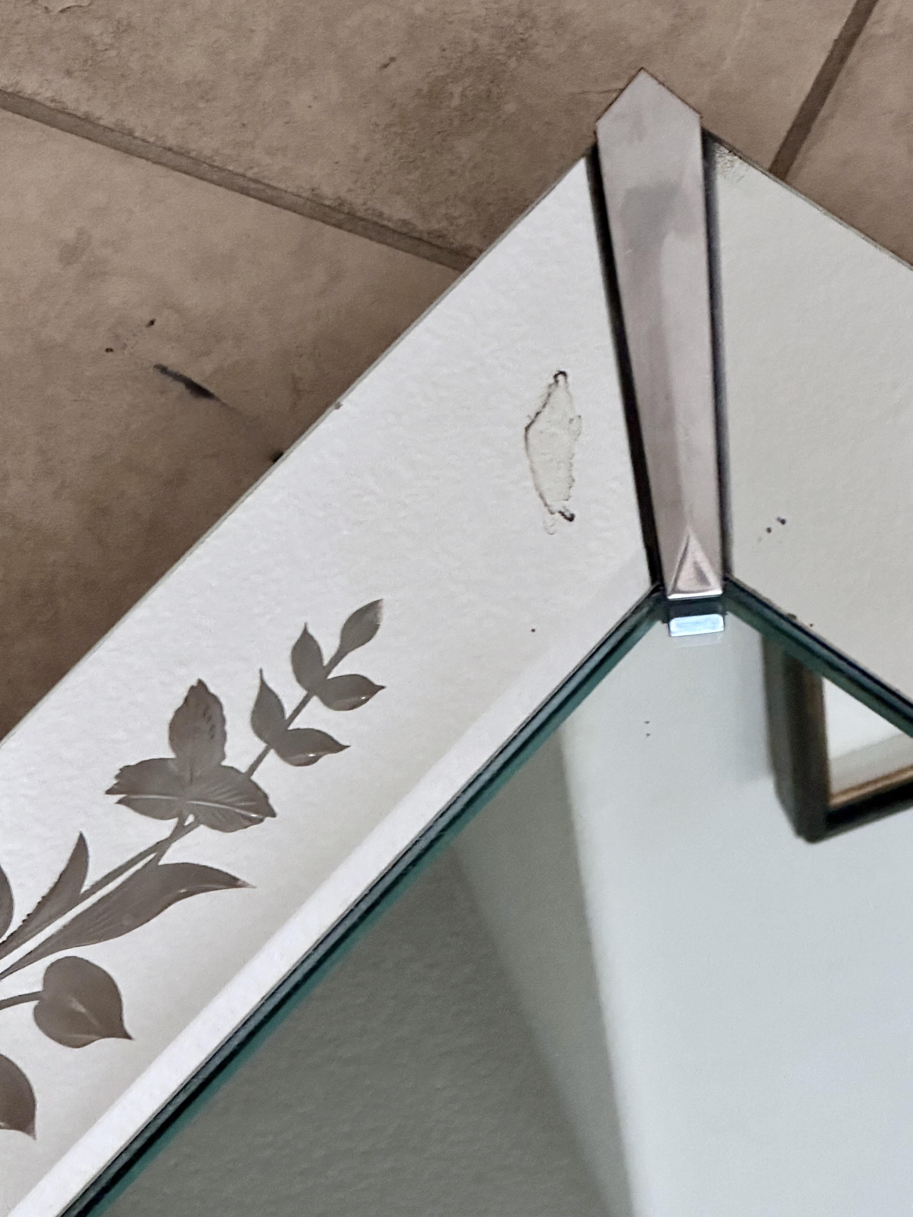 Art Deco Etched Shadow Box Wall Mirror For Sale 12